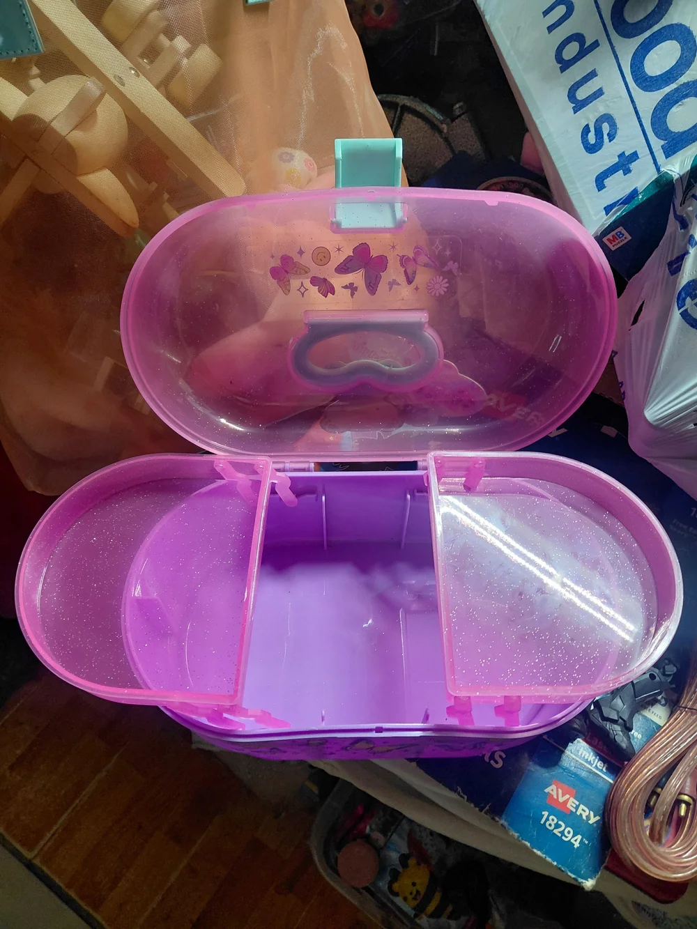 Kids Makeup Case Toy - Pink Glitter Carrying Case